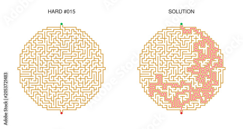 Bild auf Leinwand Circular Maze Puzzle Collection with Solutions