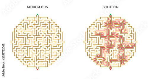Fotografía Circular Maze Puzzle Collection with Solutions