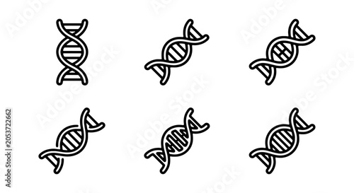 Foto DNA Helix Icons, Genetics Science Symbols, Molecular Biology Vector Graphics Set