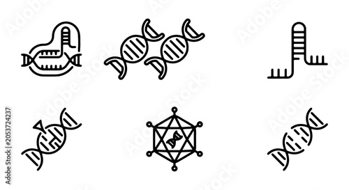 Φωτογραφία DNA Icons Set: Genetic Research, Molecular Biology, Science & Health Vector Grap