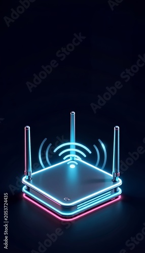 Modern Router Design with Neon Lights for Digital Connectivity