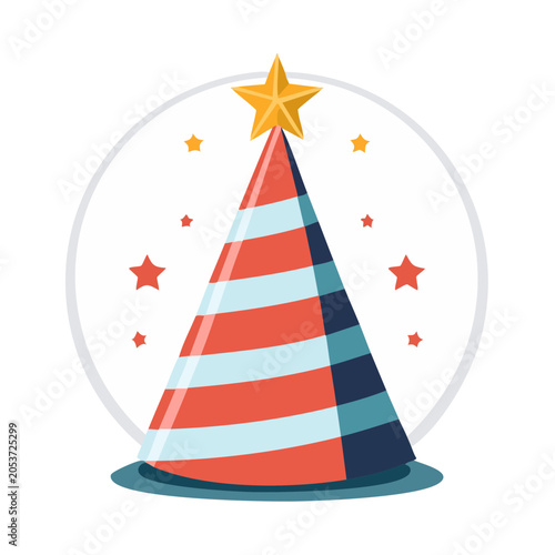 Striped Christmas Tree Flat Illustration