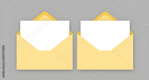 Canvas Print yellowenvelope, openenvelopeillustration, envelopewithcard, envelope, mail, lett