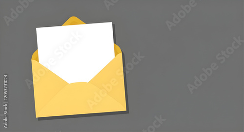 Картината върху платно yellowenvelope, openenvelopeillustration, envelopewithcard, envelope, mail, lett