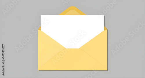 Картината върху платно openenvelopeillustration, yellowenvelope, envelopewithcard, envelope, mail, lett