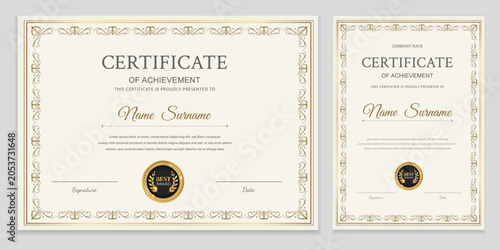 Fotografía Certificate of achievement template with gold ornate borders