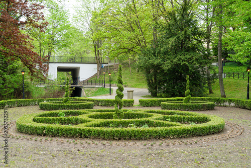 Manicured garden in the Park of the Pomeranian Dukes, Koszalin