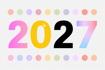 Vibrant and Simple 2027 Illustration on White Background with Pastel Circle Border for Projects