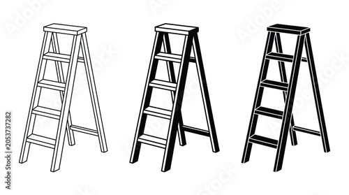 Foto Step Ladder Icons – Outline, Medium, Solid Styles