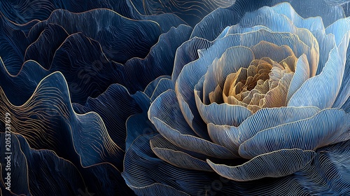 White and yellow rose flower with green leaves on dark blue velvet fabric petals