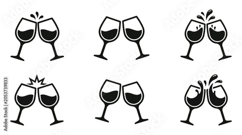 Fotografie Clinking Wine Glasses Celebration Icons