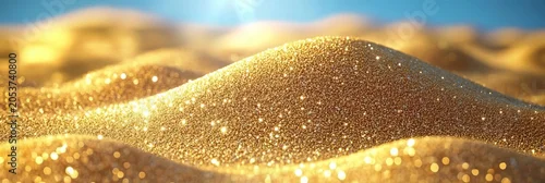 Panel kuchenny z motywem Beautiful Macro Background of Sparkling Golden Sand Dunes with Bright Sunlight and Warm Textures