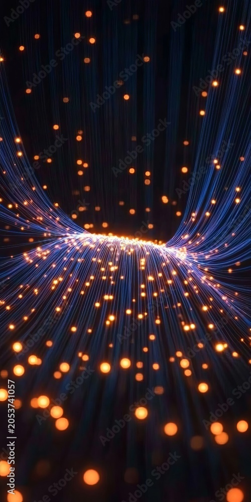 Fototapeta premium Abstract Digital Connectivity Concept Flowing Data Streams, Fiber Optic Lines, and Network Patterns