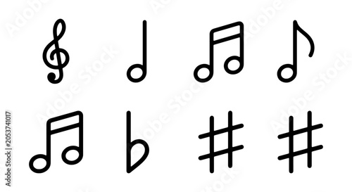 Fotografía Musical Notes and Symbols, Vector Icons for Sound and Melody Design
