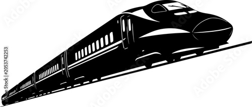Black bullet train, high-speed rail, vector illustration, transportation icon