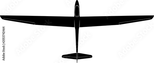 Glider, airplane, black silhouette, vector aircraft, aviation icon