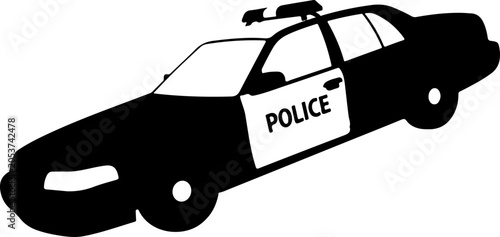 Police car, law enforcement vehicle, black silhouette, emergency response