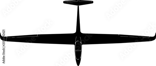 Black airplane, aircraft silhouette, vector plane, flying object