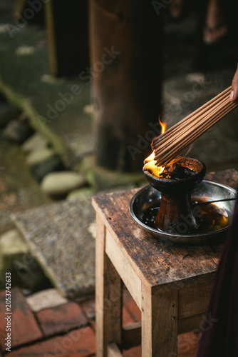 Incense Burning During Balinese Ritual