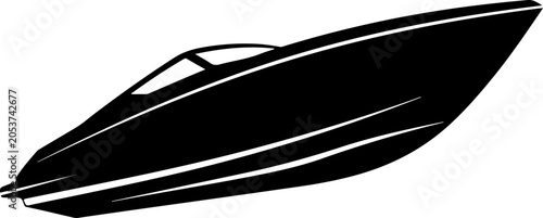 Speedboat, boat, vector, black, silhouette, watercraft, transportation, nautical