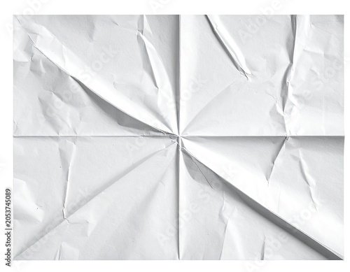 White paper creased and folded into eight geometric segments