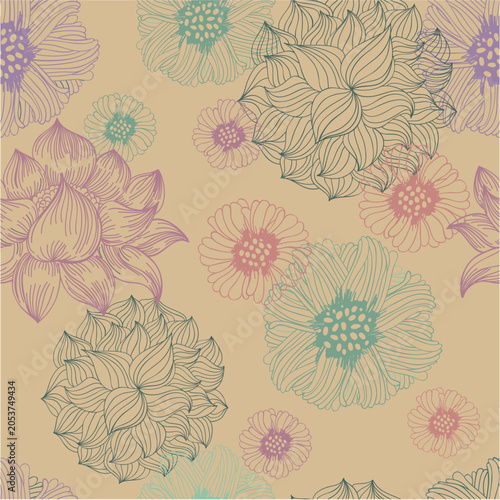 Abstract Geometric Floral Scarf Pattern: Modern Artistic Watercolor Blobs and Dynamic Fluid Brush Strokes Texture with Fine Splatters for Trendy Hijab Fashion Textile Print Cream