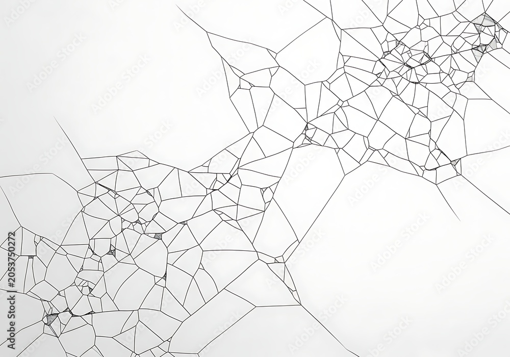 Obraz premium Abstract geometric pattern of cracked glass texture isolated on white background