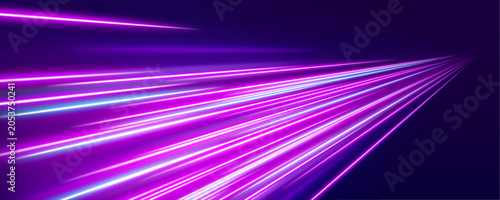 Obraz na płótnie High speed neon roadway with glowing travel streaks and advanced technology atmosphere