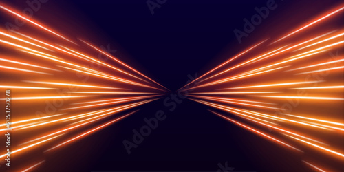 Foto Futuristic freeway with luminous travel lines and abstract speed flow