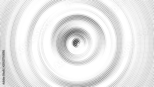 Abstract radial halftone pattern. A black and white abstract image featuring a radial halftone pattern, creating a sense of depth and movement.