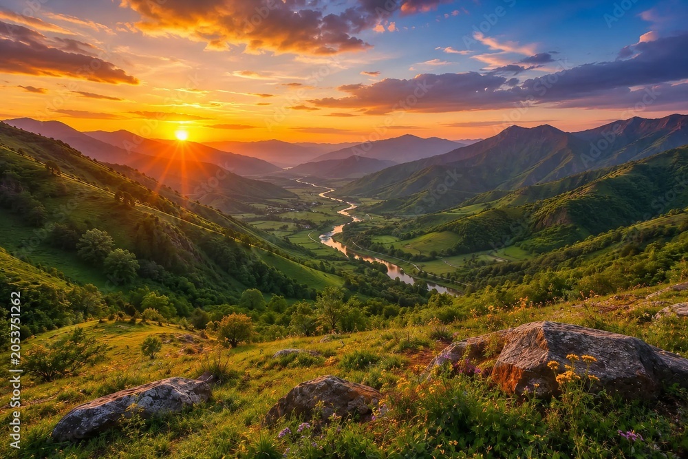 Fototapeta premium sunset in the mountains
