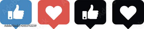 Photos Social media reaction icons with thumbs up and heart symbols