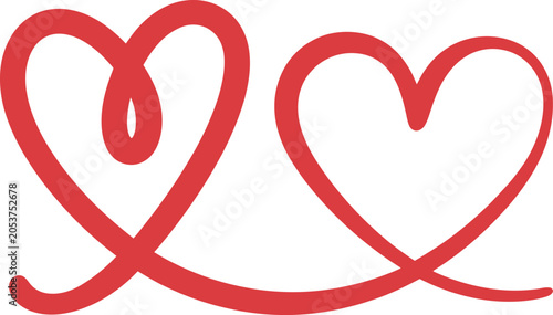 Two intertwined red heart icons connected by a line