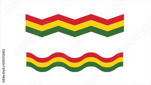 Juneteenth wavy flag red yellow green color illustration decorative element