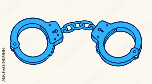 Handcuffs in police arrest equipment.