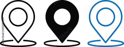 Simple location pinpoint icon set with different styles