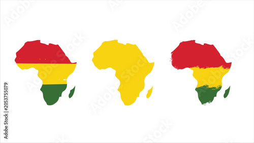 Schilderij op canvas Africa map with Ghana Juneteenth flag colors illustration design