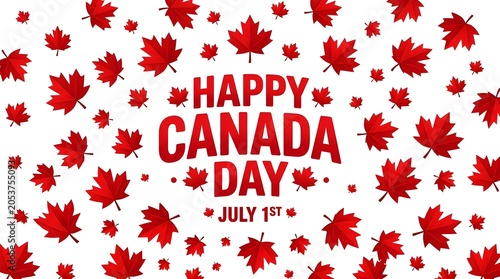 Happy Canada Day Celebration Background with Maple Leaves