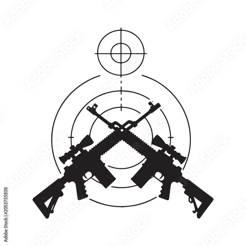 Φωτογραφία Crossed Sniper Rifles Shooting Target Vector Emblem and Tactical Marksman Logo