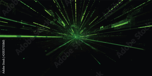 Quadro su tela An abstract green and black background featuring a bright galaxy design with a g