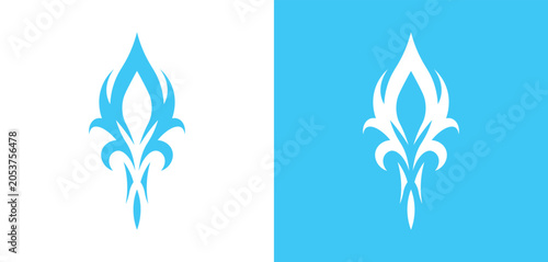 Fotografi Tribal Fleur De Lis Logo Vector, Elegant Heraldic Symbol Emblem Design