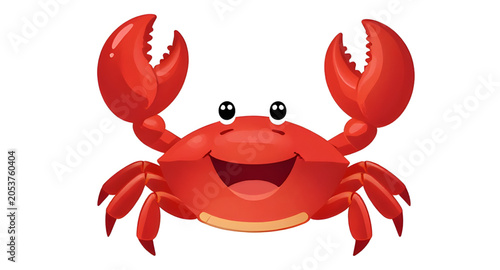 Cuadro en lienzo crabillustration, cartooncrab, redcrabvector, crab, crustacean, ocean, sea, mari