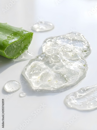 aloe vera and its gel 3d realistic rendering isolated on white background  