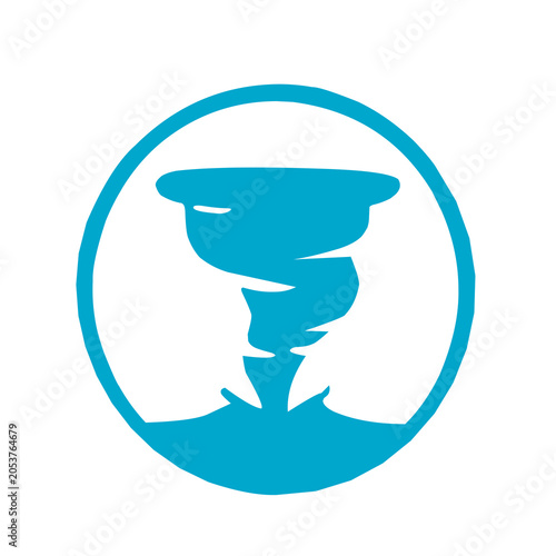 Blue circular icon with downward pointing funnel symbol in center.