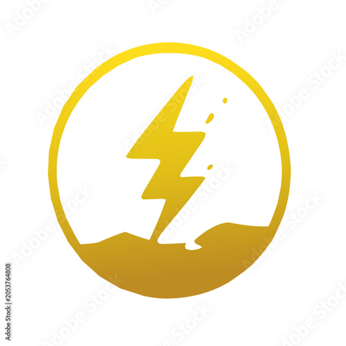 Golden lightning bolt icon symbolizing energy and power concept.