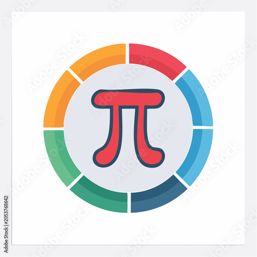 Pi Symbol in a Colorful Pie Chart Icon