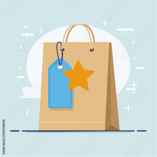 Shopping Bag with Star and Price Tag
