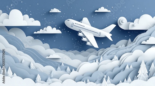 A red paper airplane flying over a blue sky with white clouds and a wristwatch flight