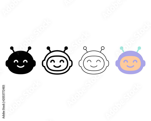 Chatbot Assistant Icon Evolution Set | AI Customer Support Vector Icons | Modern SVG Technology Icon Pack. 