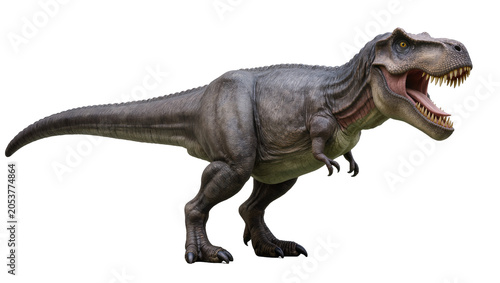 Foto Tyrannosaurus Rex dinosaur roaring with mouth open